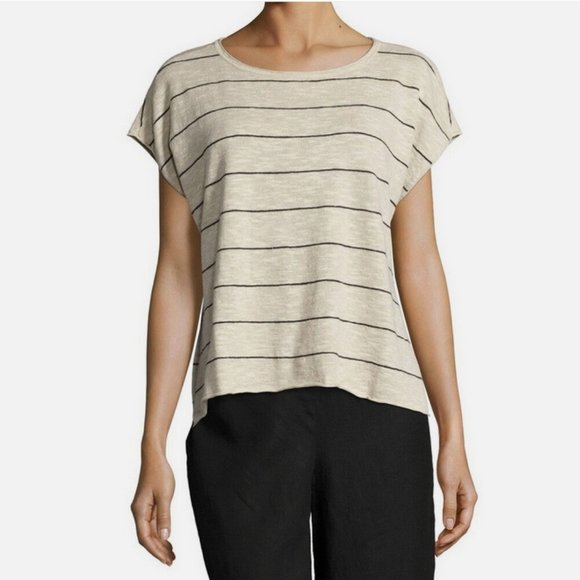 Eileen Fisher Tops - Eileen Fisher Striped Bateau Neck Hi-Low Top, Size XL , New with tag